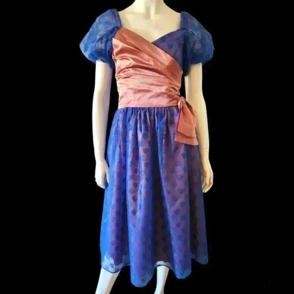 Vintage 80s x 50s Satin & Lace Cocktail Gown XXS - Picture 4 of 10